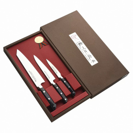 Набор из 3 кухонных ножей Satake Stainless Bolster HG8369, черный